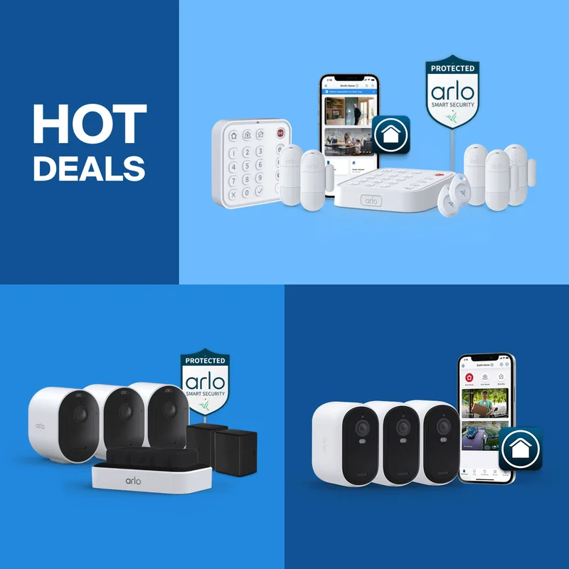 Hot Deals. Various Arlo home security products.