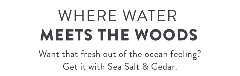 Where Water Meets the Woods | Want that fresh out of the ocean feeling? Get it with Sea Salt & Cedar.
