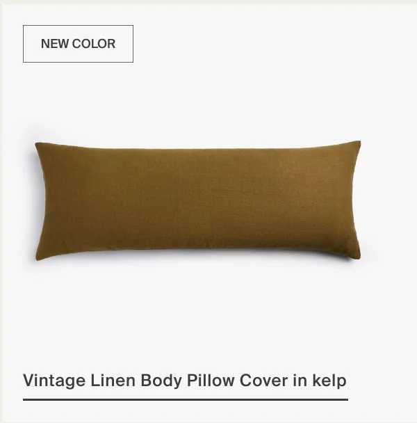 Vintage Linen Body Pillow Cover in kelp
