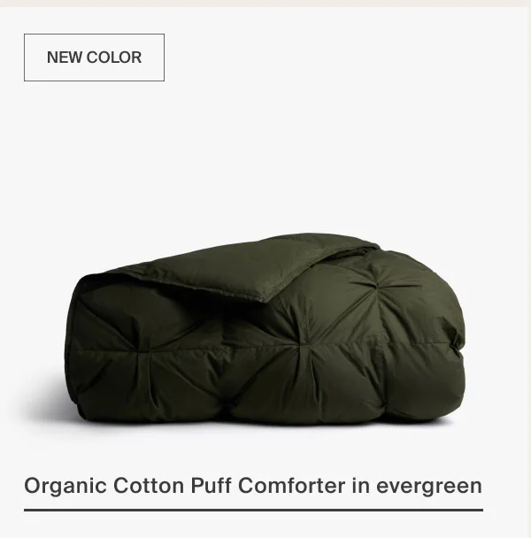 Organic Cotton Puff Comforter in evergreen