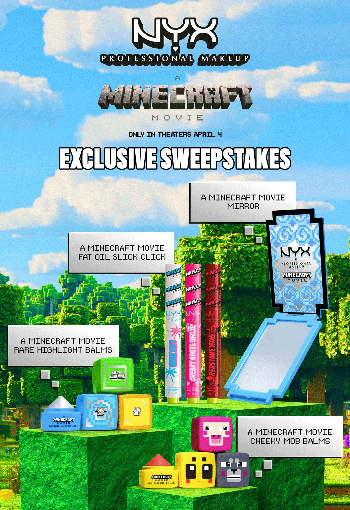 ENTER FOR A CHANCE TO WIN 1 OF 5 COMPLETE A MINECRAFT MOVIE PRODUCTS