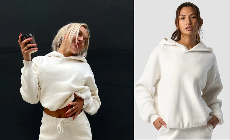 Soft Knit Oversized Hoodie White