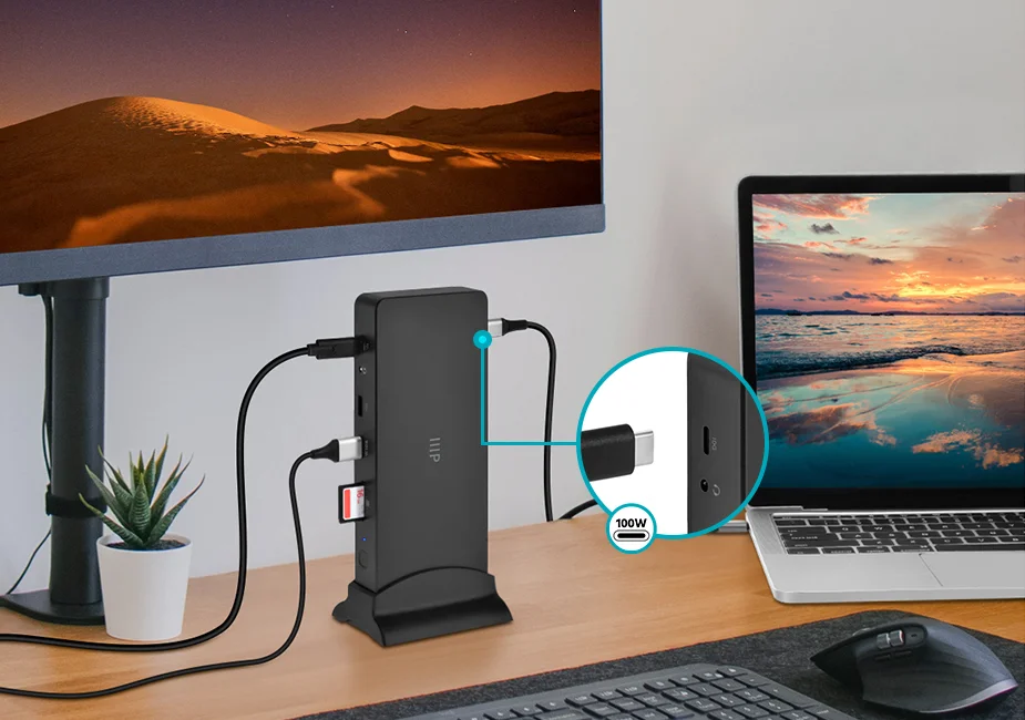 Monoprice 14-in-1 USB-C Dual 4K Display Docking Station with PD3.0 100W Charging