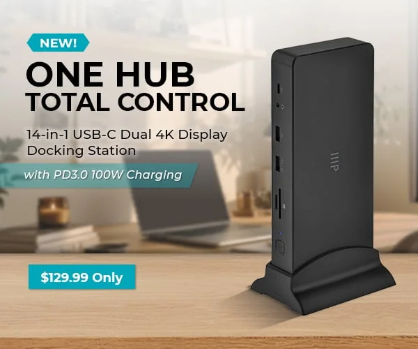 Monoprice 14-in-1 USB-C Dual 4K Display Docking Station with PD3.0 100W Charging