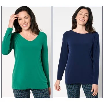 Susan Graver Modern Essentials Set of 2 Liquid Knit Tops