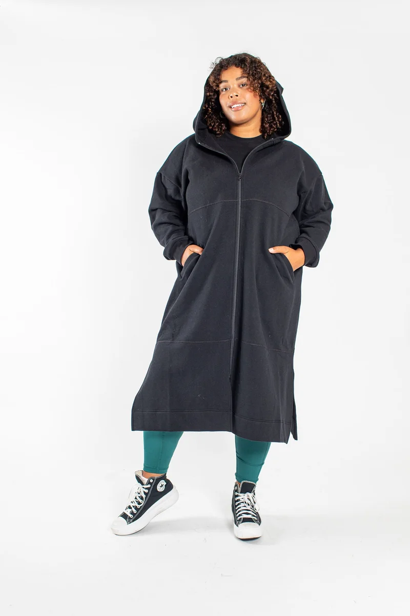 Image of Avery Long Hoodie in Midnight Black