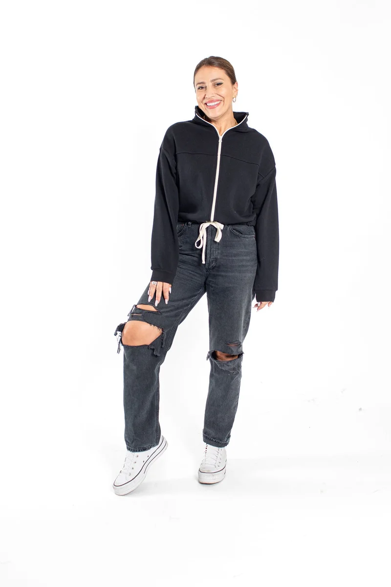 Image of Avery Bomber Jacket in Midnight Black