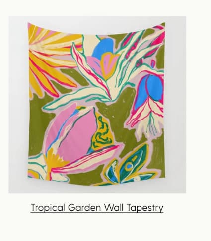 tropical garden wall tapestry