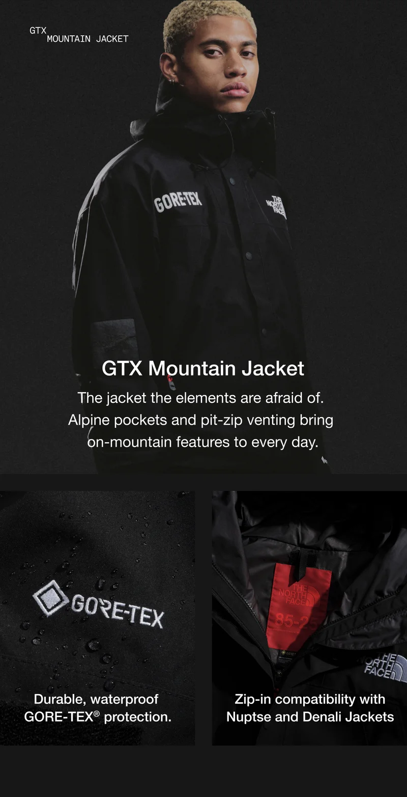 GTX Mountain Jacket. The jacket the elements are afraid of. Alpine pockets and pit-zip venting bring on-mountain features to every day.