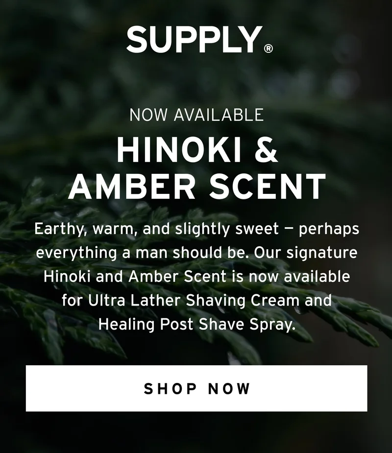 Now Available Hinoki & Amber Scent
