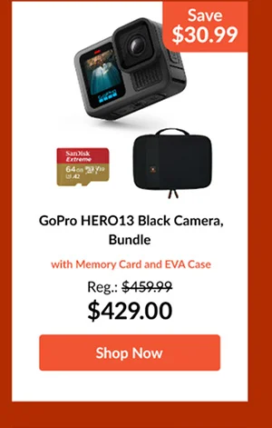 GoPro HERO13 Black Camera, Bundle   with Memory Card and EVA Case
