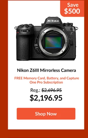 Nikon Z6III Mirrorless Camera   FREE Memory Card, Battery, and Capture One Pro Subscription