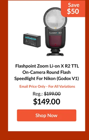 Flashpoint Zoom Li-on X R2 TTL On-Camera Round Flash Speedlight For Nikon (Godox V1)