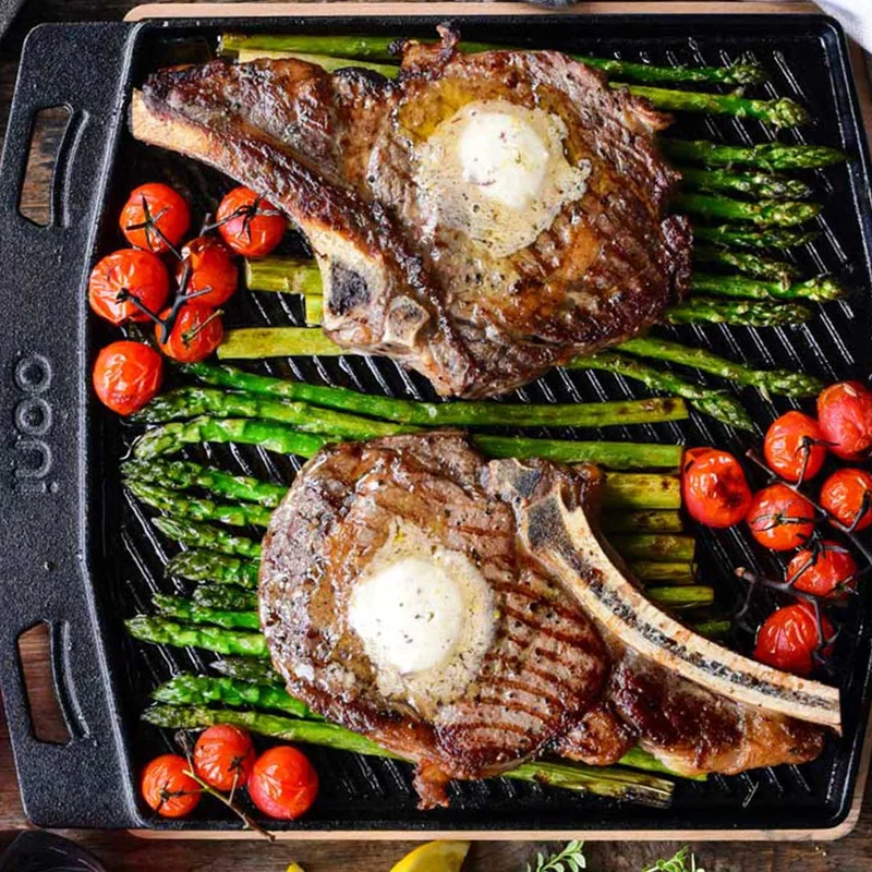 Umami Ribeye Steaks with Honey Butter Asparagus