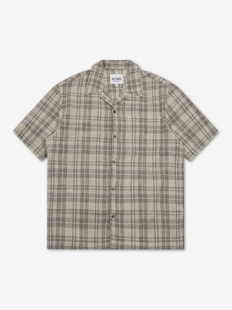Image of ACMH By Magic Castles Short Sleeve Wave Shirt - Black/Ecru Mini Check