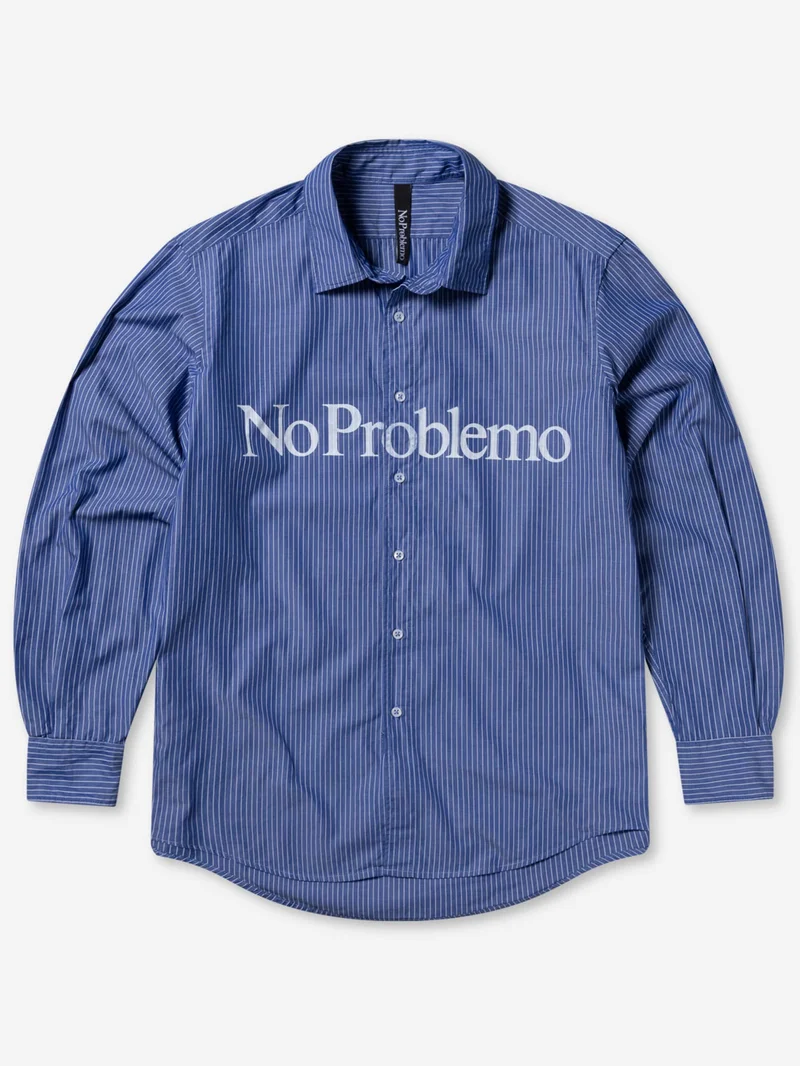 Image of No Problemo Long Sleeve Poplin Shirt - Navy