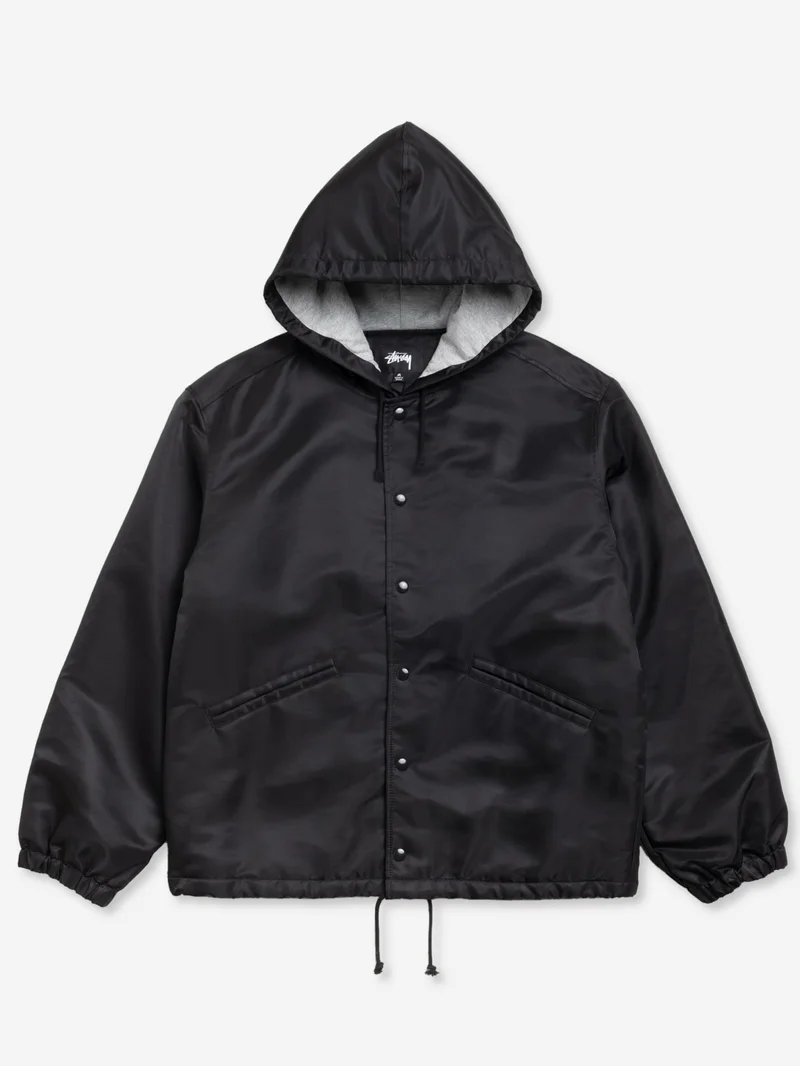 Image of Stussy Hooded Coaches Jacket - Black