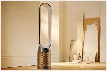 A Dyson purifier operating in a room that is being painted