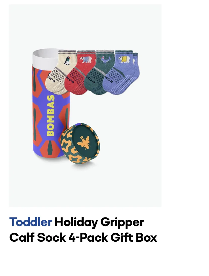 Toddler Holiday Gripper Calf Sock 4-Pack Gift Box