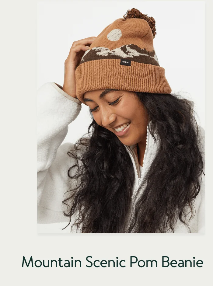 Mountain Scenic Pom Beanie