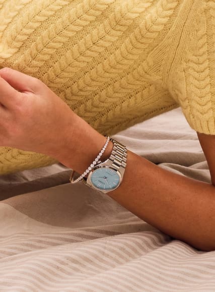 TSUYOSA 37mm Ice Blue Dial Stainless Steel Bracelet NJ0200-50L