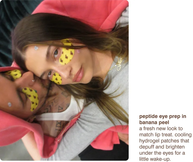 peptide eye prep in banana peel - a fresh new look to match lip treat. cooling hydrogel patches that depuff and brighten under the eyes for a little wake-up