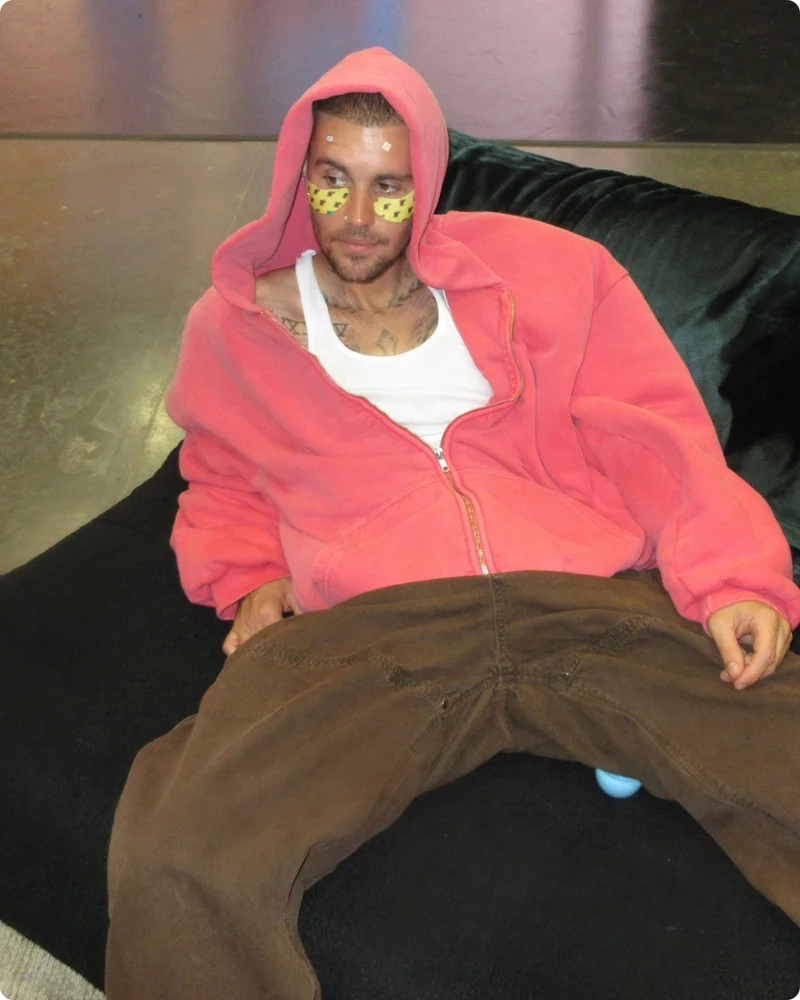 justin in spotwear and peptide eye prep banana peel