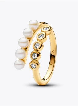 Treated Freshwater Cultured Pearls & Stones Open Ring