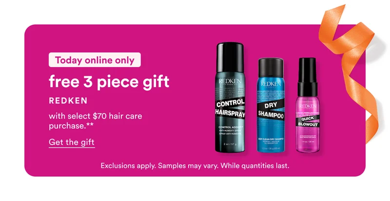 Today online only | Free 3 piece gift | Redken with select $70 hair care purchase**