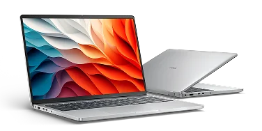 Two Dell Pro 16 Laptop computers on a dark background.