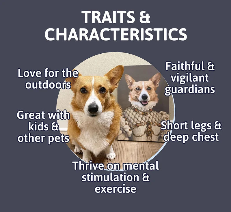 Traits & Characteristics: Love for the outdoors, Faithful & vigilant guardians, Great with kids & other pets, Short legs & deep chest, Thrive on mental stimulation & exercise