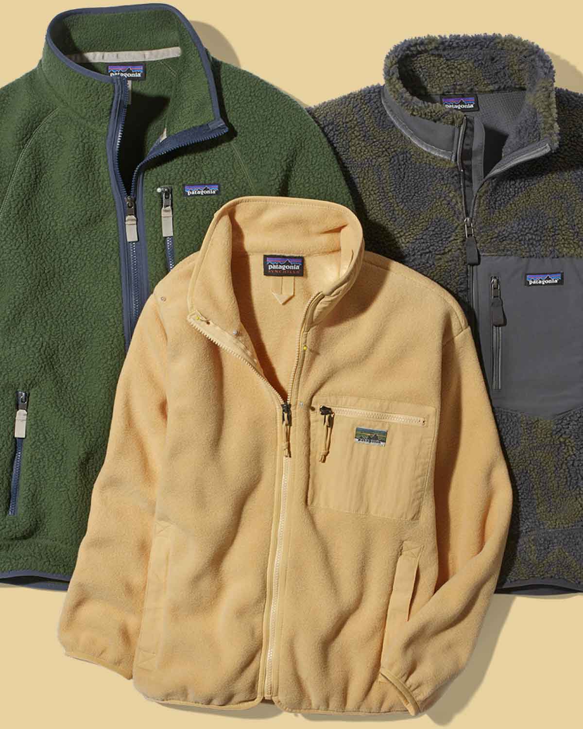 Three colorful fleece styles.