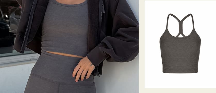 Spacedye Slim Racerback Cropped Tank in True Gray Heather