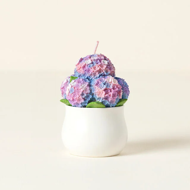 Hand-Painted Hydrangea Candle