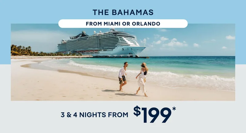 The Caribbean & The Bahamas From Miami or Orlando (Port Canaveral) - 3 & 4 Nights – Click to View Cruises & Book Now