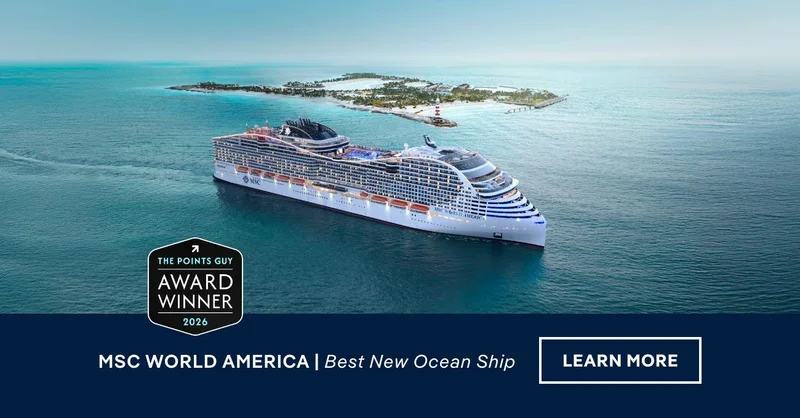 The Points Guy Award Winner 2026 – MSC&nbsp;World America | Best New Ocean Ship – Click to Learn More