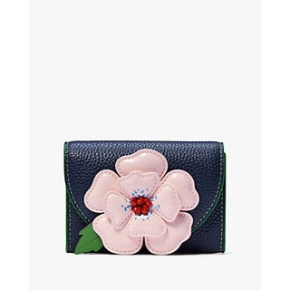 In The Garden Floral Applique Flap Card Case