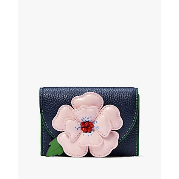 In The Garden Floral Applique Flap Card Case