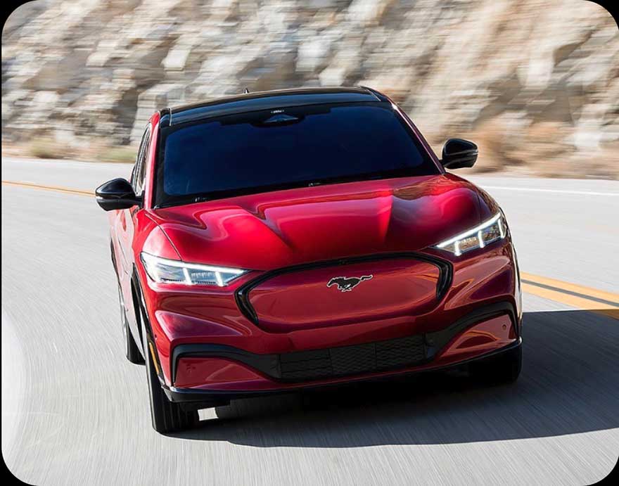 A Ford Mustang in motion.