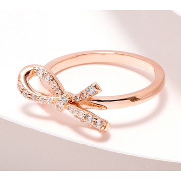 Diamonique Tied to You Round Cut Bow Ring, Sterling Silver