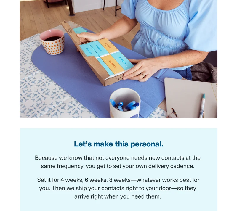 Woman opening box of contacts
