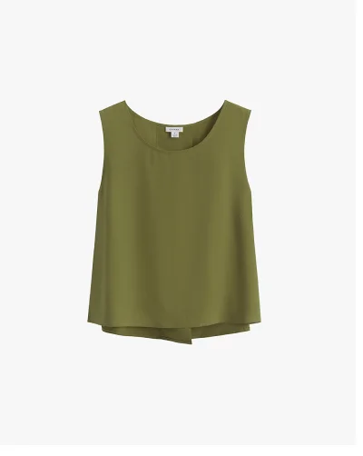 Washable Silk Cropped Overlay Moss