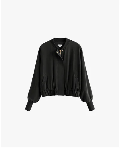 Washable Silk Relaxed Bomber Black