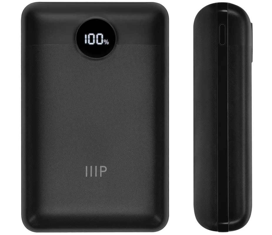 Monoprice Ultra-Compact 10,000 MAh Power Bank With PD 20W And QC 3.0 Fast Charging. Built-In Digital LED Display. Compatible With All Mobile Devices.