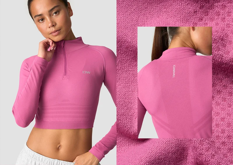 Define Seamless Cropped 1/4 Zip Dark Mauve