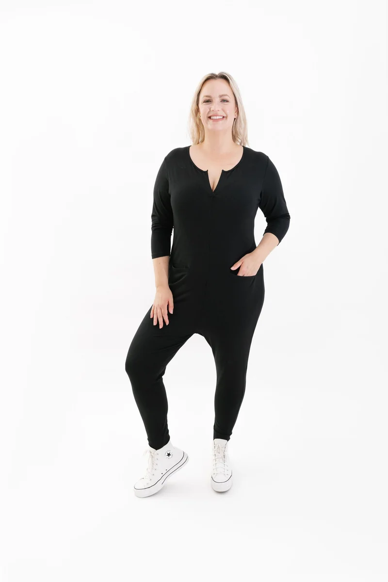 Image of Monday Romper in Midnight Black