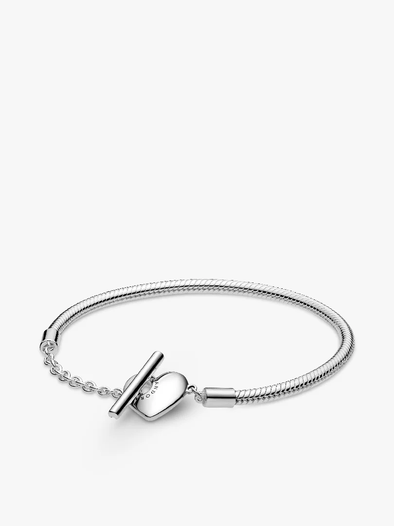 Pandora Moments Heart T-Bar Snake Chain Bracelet