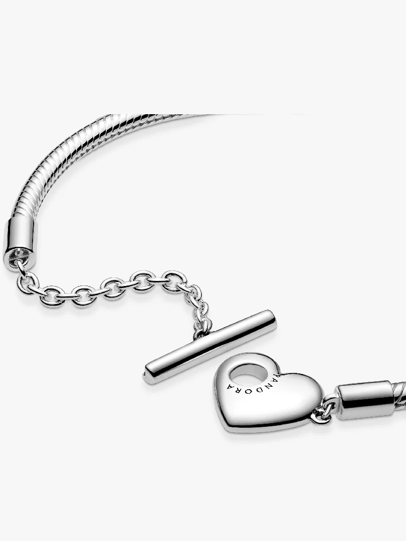 Pandora Moments Heart T-Bar Snake Chain Bracelet