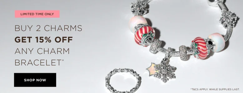 Buy 2 charms and get 15% off any charm bracelet
