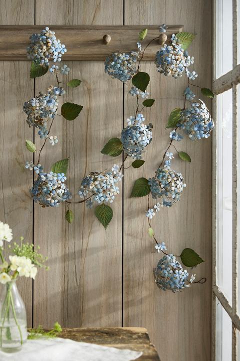 Blue Hydrangea Iron Garland